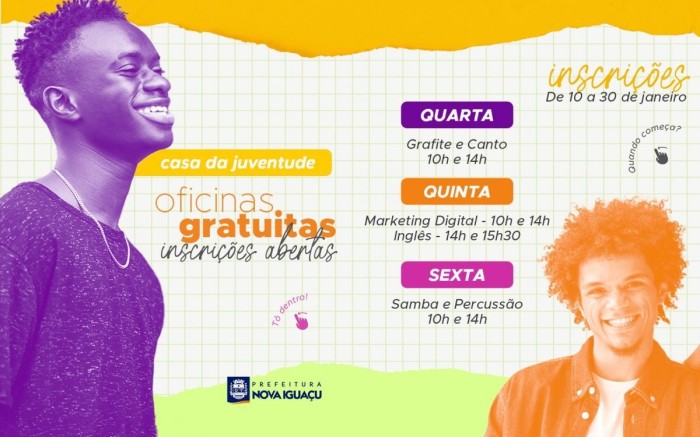 Oficinas para jovens iguaçuanos têm inscrições até esta terça-feira (30)