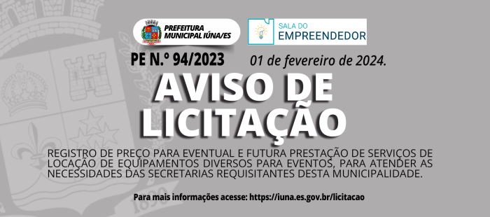 Aviso de Licitação PE Nº 94/2023