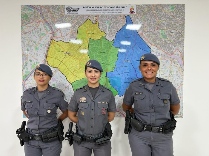 Soldado Jessica Aparecida de Souza, capitão Daniella Fernandes Okada e a cabo Stephanie de Lima vão estar na tenda do Ibirapuera para atendimento às vítimas de crimes sexuais