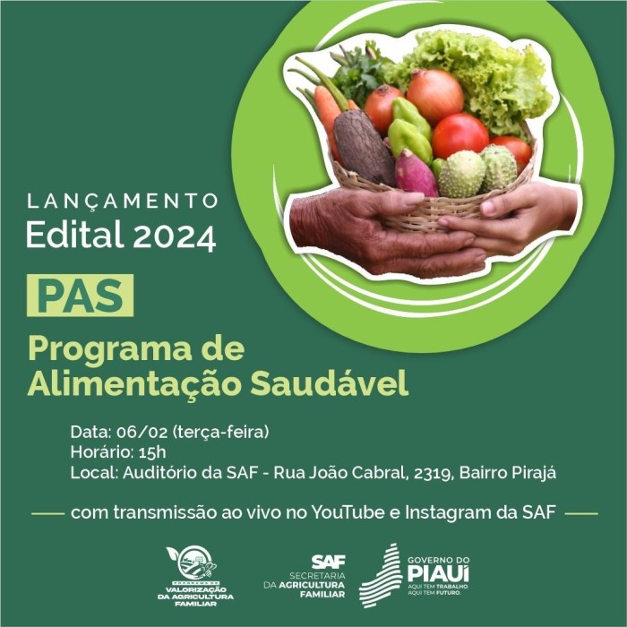 SAF lança Programa de Alimentação Saudável (PAS) nesta terça (6)