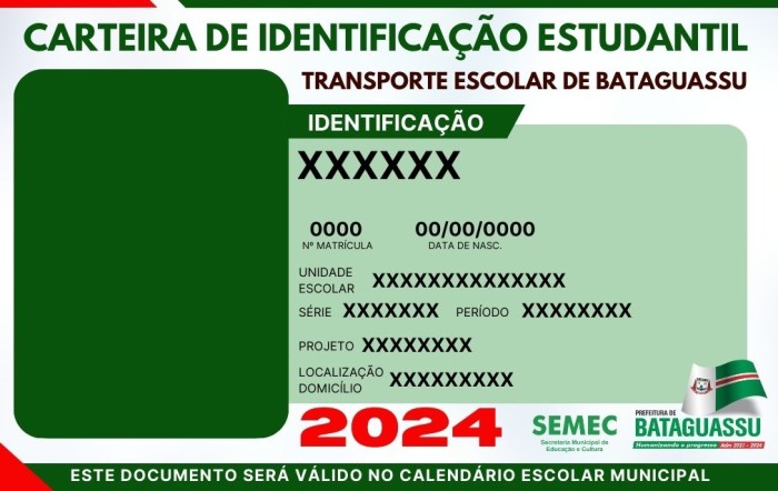Semec realiza cadastro online para emissão de Carteirinha de Transporte Escolar