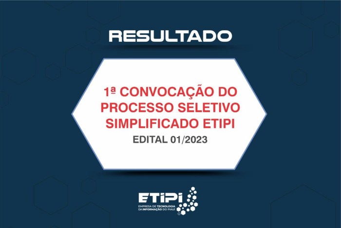 Etipi divulga a 1ª Convocação do Processo Seletivo Simplificado - Edital 01/2023