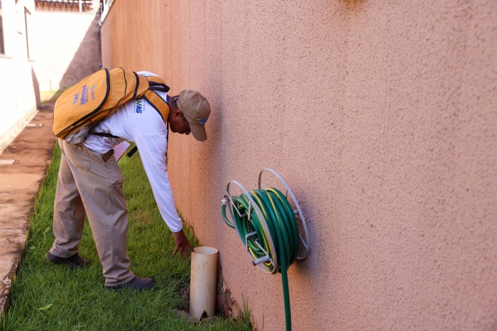 Agentes de endemias vistoriam casas acompanhados de moradores da Arne 61
