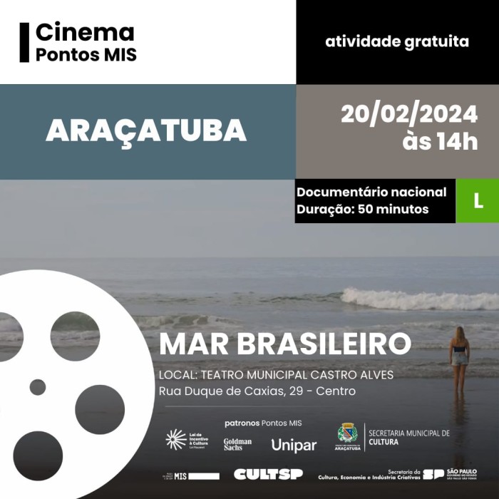 Cultura divulga programação das sessões de cinema de fevereiro