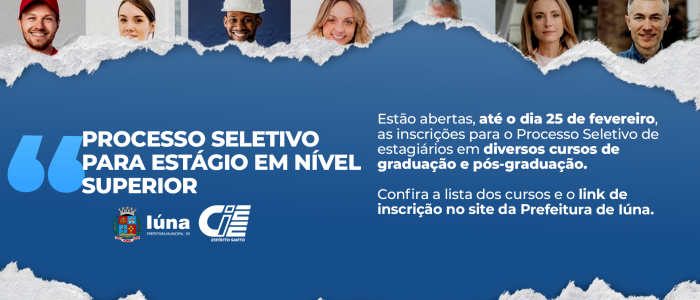 Iúna está com inscrições abertas para Processo Seletivo de Estágio em nível superior