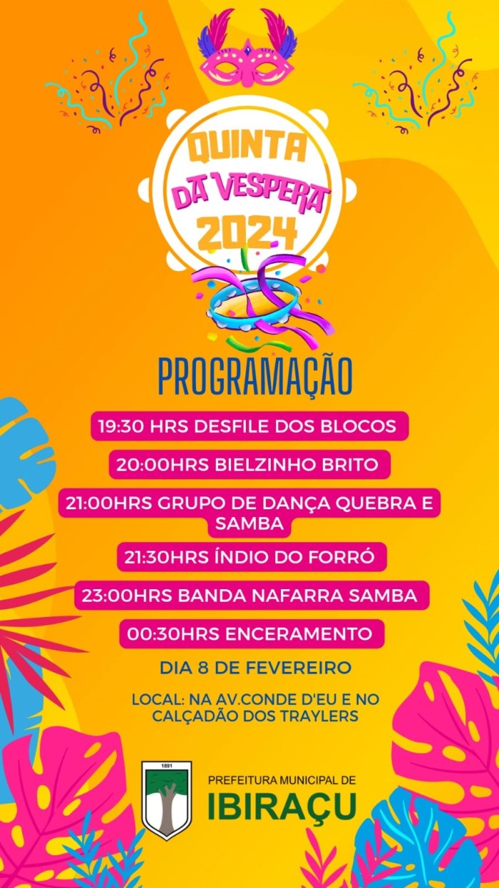 Contagem regressiva!! Vem aí a Quinta da Véspera 2024, confira a programação!