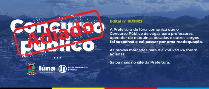 Provas deste domingo (25) do Concurso Público nº 01/2023 foram adiadas