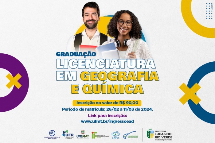 UAB/UFMT reabre inscrições para cursos de licenciatura em Química e Geografia