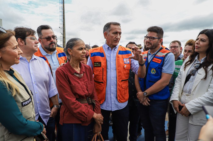 Governador Gladson Cameli recebe ministros para visita em áreas atingidas pela cheia histórica do Rio Acre