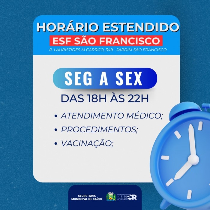 ESF São Francisco estende horário de atendimento em Costa Rica para facilitar...