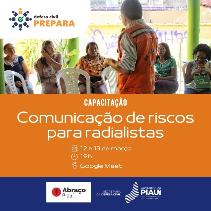 Defesa Civil capacita radialistas do Piauí para divulgação de informações de prevenção de problemas decorrentes das chuvas