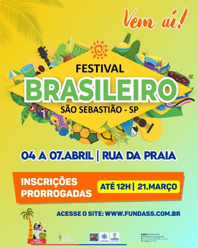 Prefeitura de São Sebastião prorroga as inscrições para concessão de estandes e espaços na primeira edição do Festival Brasileiro 2024