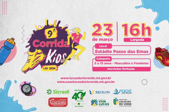 Kits para 9ª Corrida Kids devem ser retirados no próximo sábado (16)