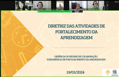 Sedu apresenta diretriz das Atividades de Fortalecimento da Aprendizagem