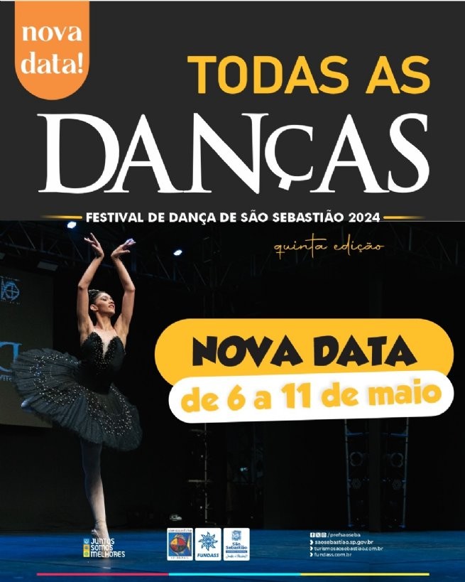 Festival de Dança de São Sebastião tem data alterada para o período de 6 a 11 de maio