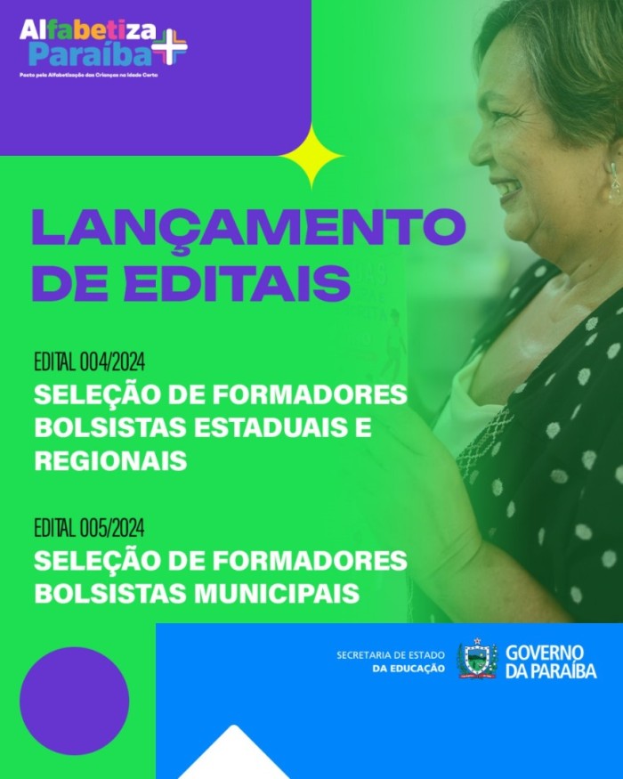 Alfabetiza Mais Paraíba: SEE-PB lança editais para seleção de formadores bolsistas municipais, regionais e estaduais
