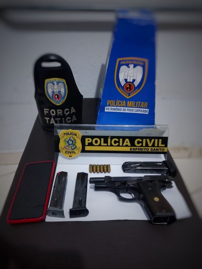 PM apreende pistola, munições e carregadores em São Gabriel da Palha