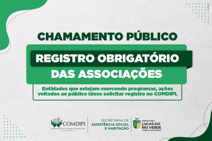 Comdipi abre Chamamento Público para obrigatoriedade de registro das associações