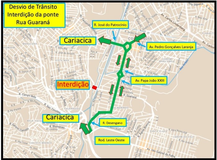 Ponte sobre Rio Marinho será interditada nesta quarta-feira (03)