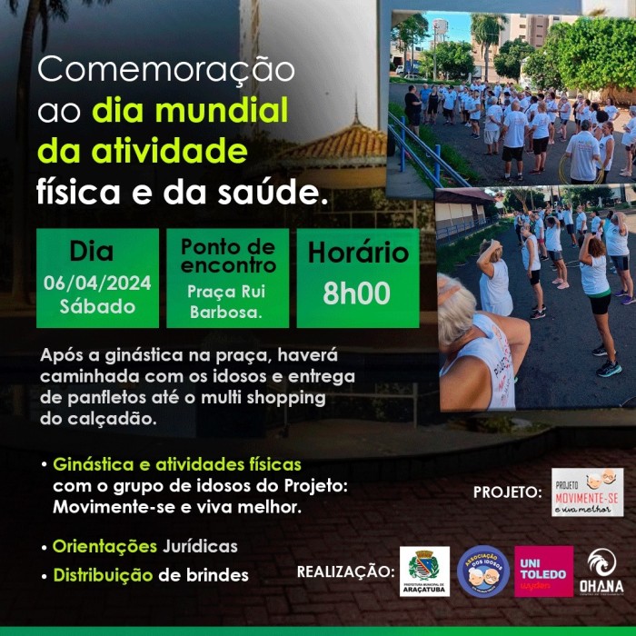 Evento na praça comemora dia Dia Mundial da Atividade Física e Saúde