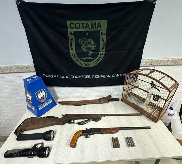 BPMA detém uma pessoa e apreende armas, munições e animal silvestre em Santa Leopoldina