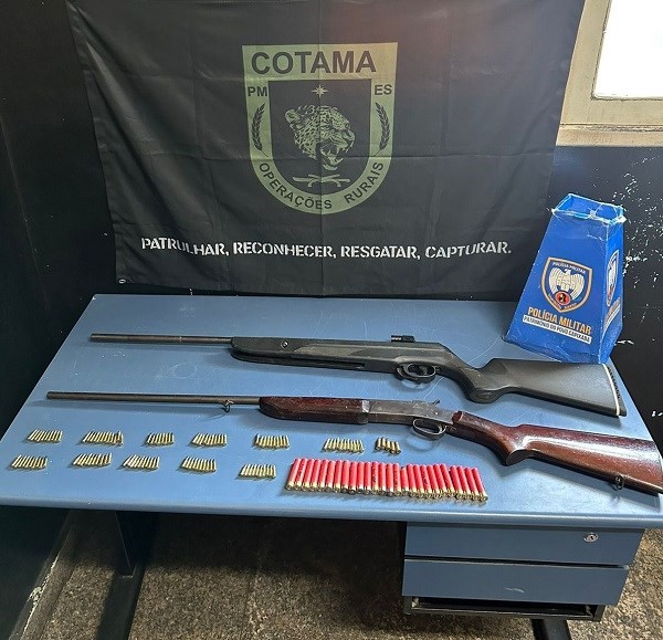 Cotama apreende armas, munições e detém uma pessoa em Ibiraçu