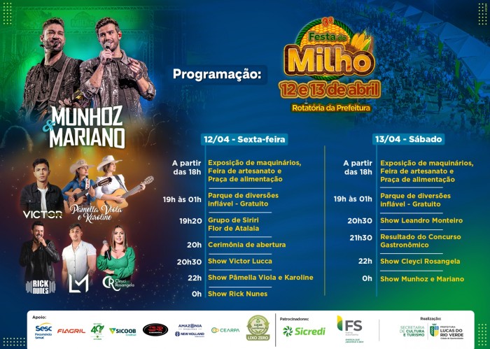 Confira a programação completa da 3ª Festa do Milho de Lucas do Rio Verde