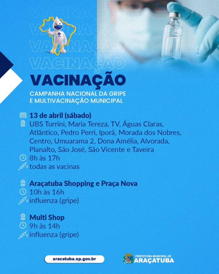 Saúde fará mutirão de vacinação neste sábado