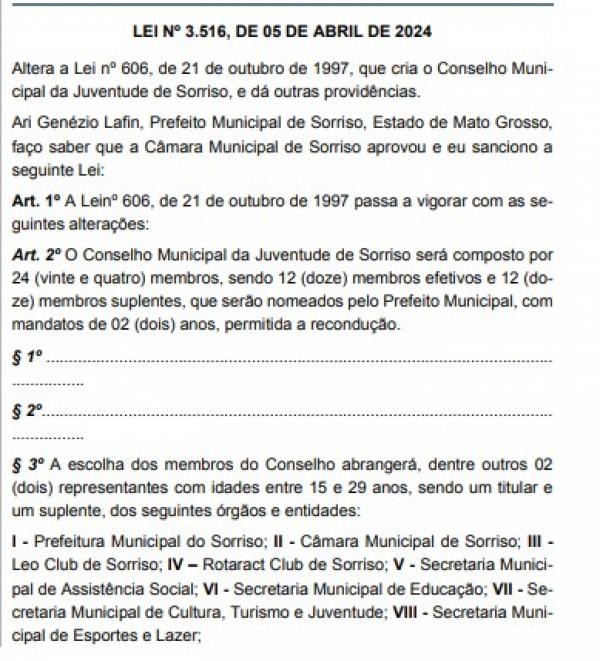 Foto: Reprodução/Prefeitura de Sorriso - MT