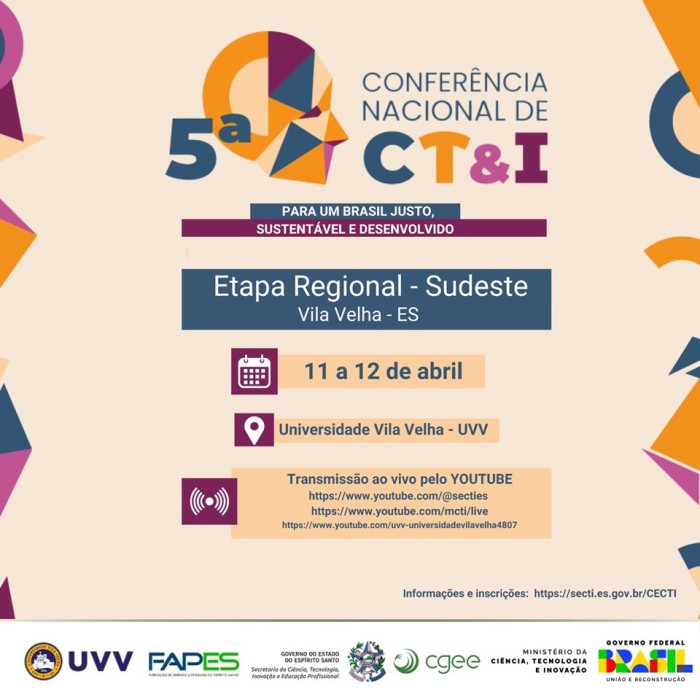 Espírito Santo recebe Etapa Sudeste da 5ª Conferência Nacional de Ciência, Tecnologia e Inovação