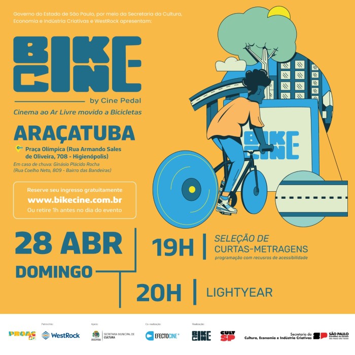 Araçatuba recebe o BikeCine: Cinema movido a bicicletas