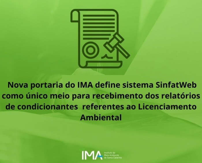 Condicionantes do licenciamento ambiental devem ser registradas exclusivamente no Sinfat