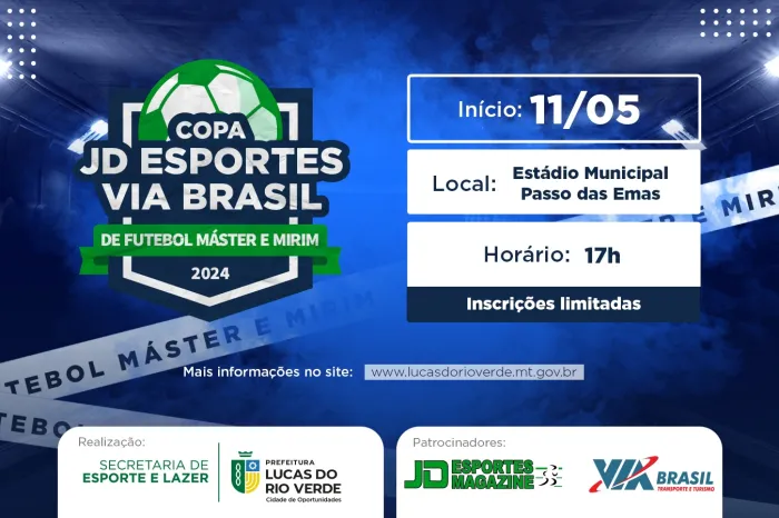 Copa JD Esporte/Via Brasil de futebol está com inscrições abertas