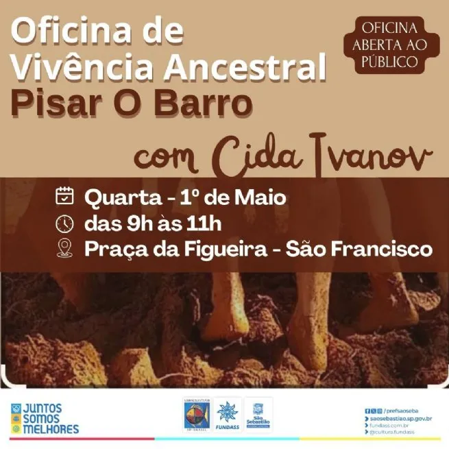 Tradição Caiçara é celebrada em Oficina de Vivência Ancestral - Pisar o Barro no dia 1º de maio