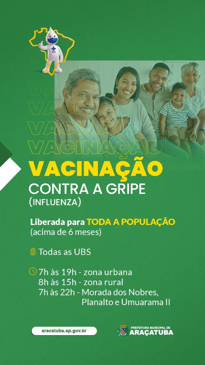 Araçatuba amplia vacinação contra a influenza para todas as faixas etárias
