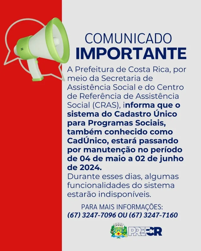 COMUNICADO IMPORTANTE DO CRAS