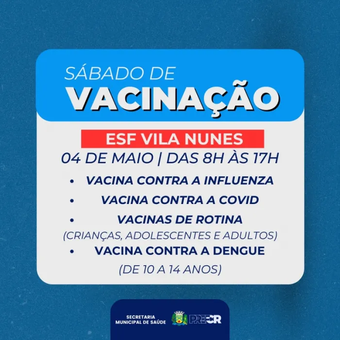 ESF Vila Nunes promove campanha de vacinação contra a gripe neste sábado em...