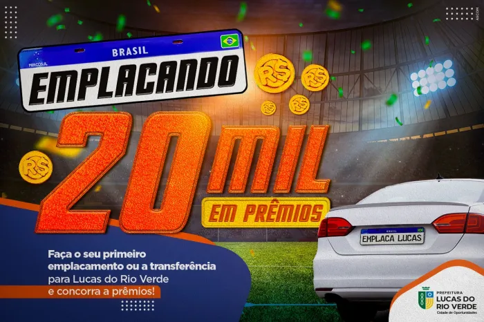 Sorteio de maio da campanha Emplaca Lucas será nesta terça-feira (7)