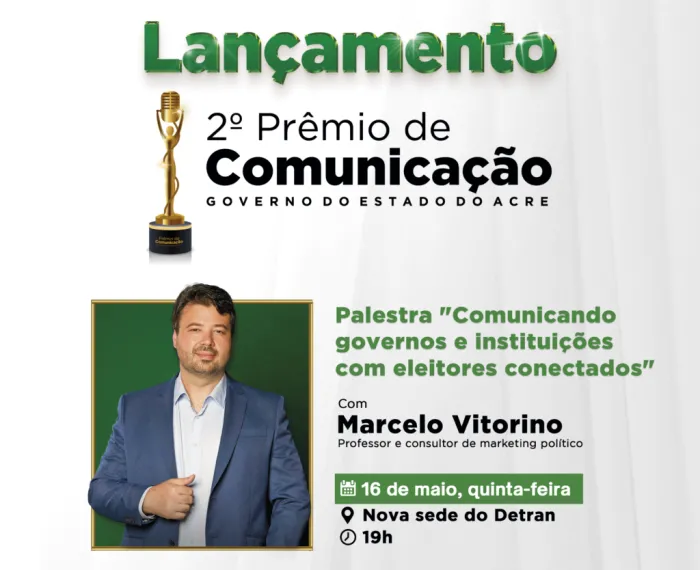 Marcelo Vitorino ministra palestra durante lançamento do 2° Prêmio de Comunicação do Estado