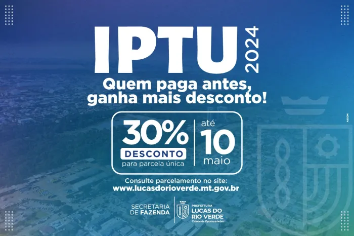 Prazo para pagamento da segunda cota do IPTU 2024 termina na sexta-feira (10)