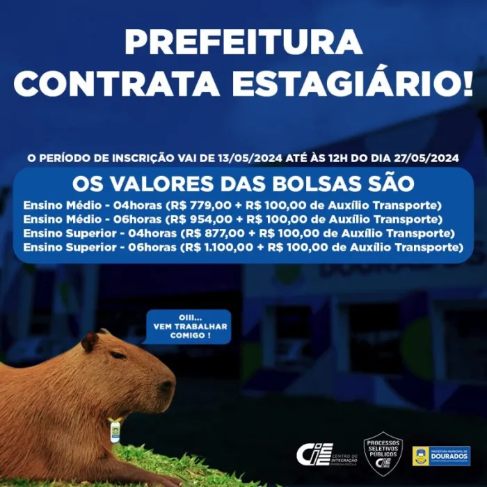 Abertas inscrições de processo seletivo para estagiários