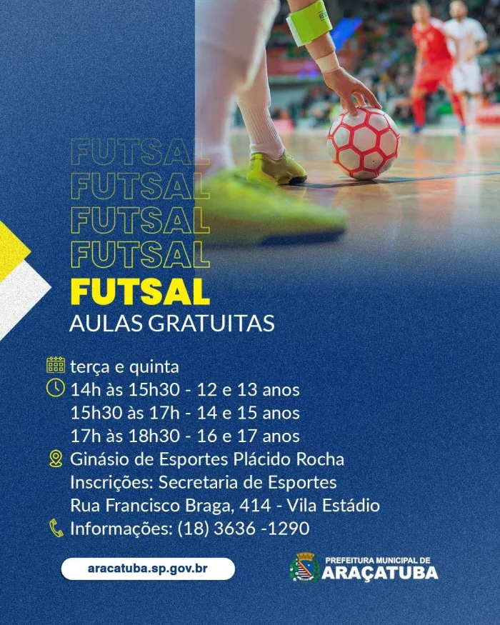 Araçatuba oferece aulas gratuitas de futsal