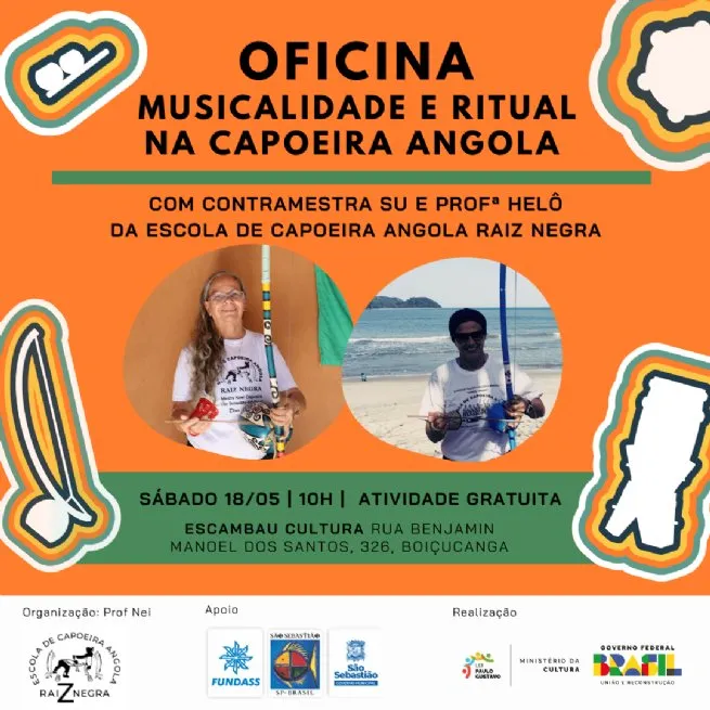 Musicalidade na capoeira angola é o tema de oficina gratuita que acontece neste sábado em Boiçucanga