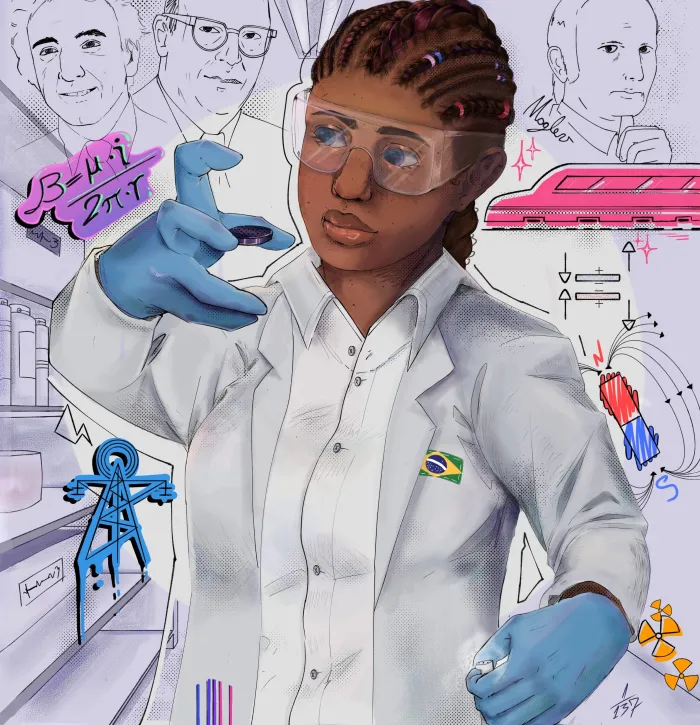 Obra, vencedora do Concurso de Ilustração na Olímpiada Nacional de Física das Escolas Públicas (OBFEP), foi inspirada no desejo de trazer representatividade feminina (Arte: Maurielle Portela)