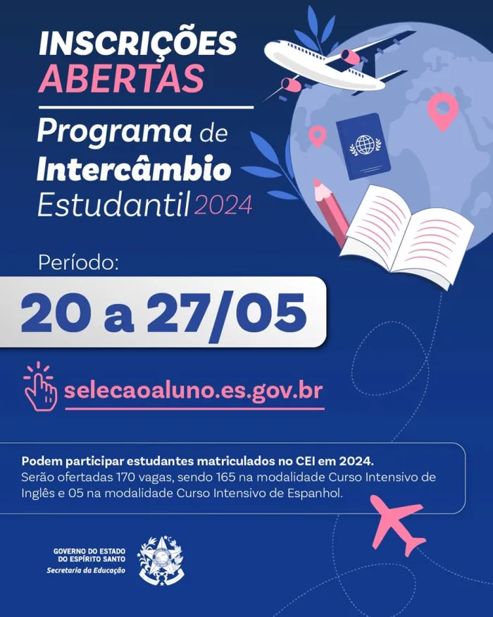 Inscrições para programa de Intercâmbio Sedu estão abertas