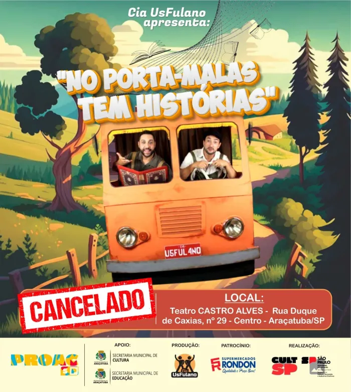 Comunicado de Cancelamento - Espetáculo “No porta-malas tem histórias”