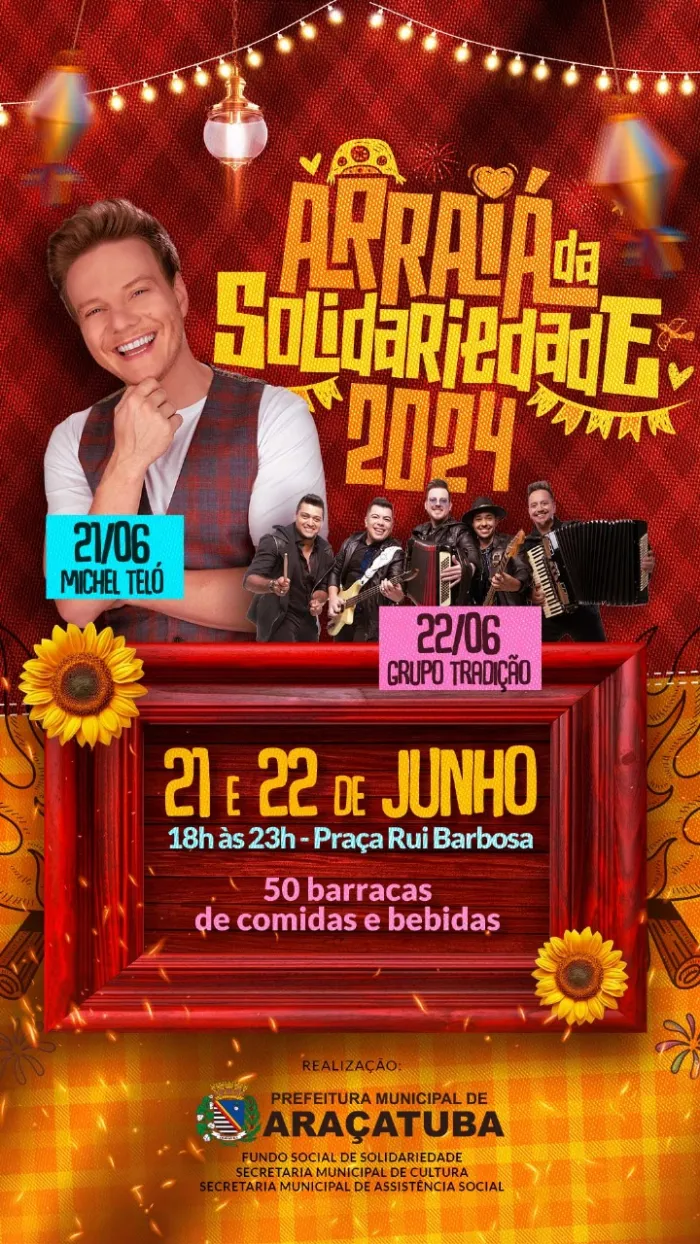 Arraiá da Solidariedade 2024 terá 50 entidades e show de Michel Teló