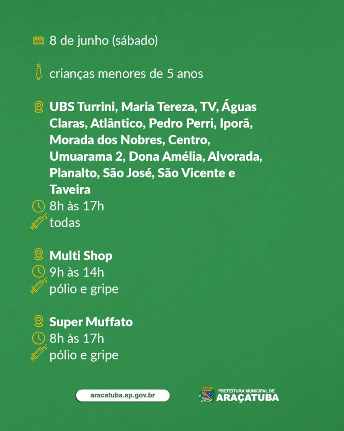DIA D CONTRA A POLIOMIELITE E MULTIVACINAÇÃO MUNICIPAL