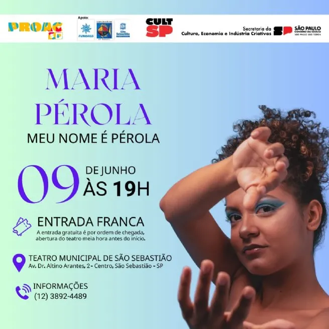 Teatro Municipal de São Sebastião recebe show musical ‘Meu nome é Pérola’