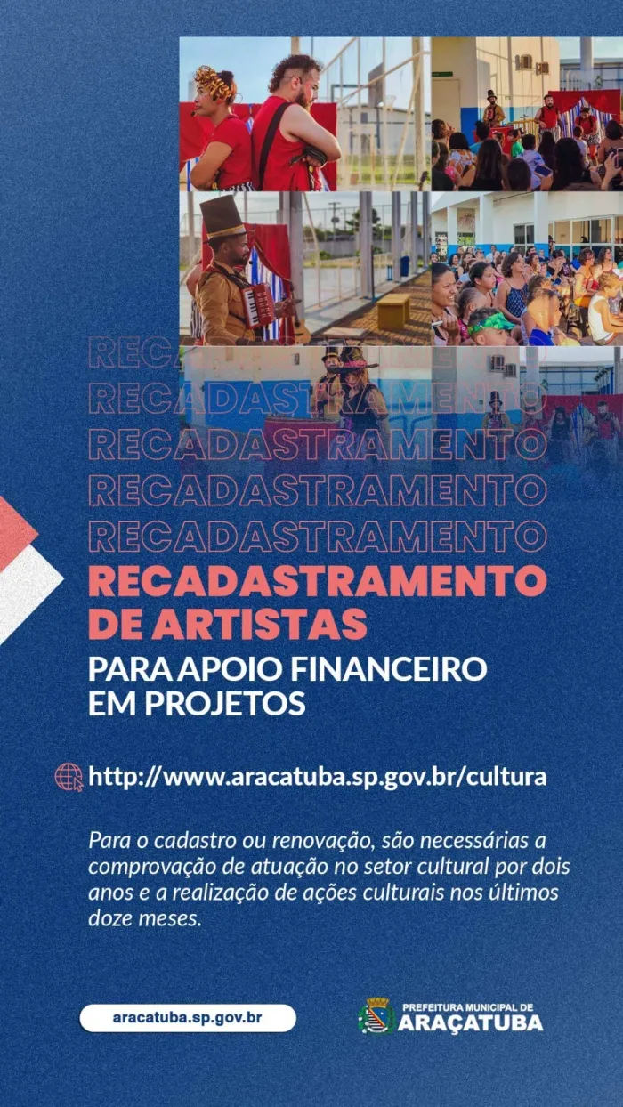 Cultura lança campanha para cadastro e recadastramento de artistas e entidades culturais 